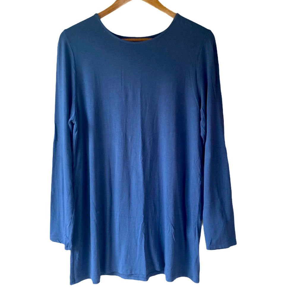 J. Jill Blue Long Sleeve Blouse With Tie Back Size Medium